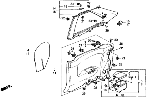 1988 Honda Accord Lining Assy., R. Side *YR89L* (PALMY BROWN) Diagram for 83730-SG7-A00ZC