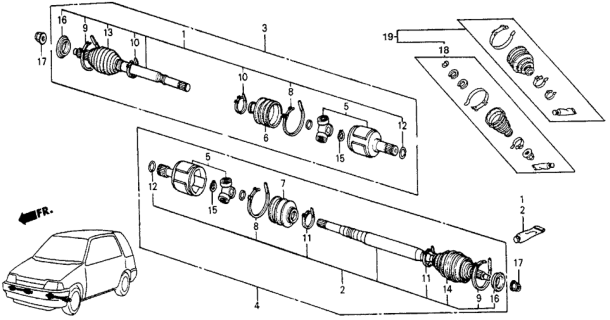 1985 Honda Civic Boot, Inboard (Denso) Diagram for 44315-SB2-961