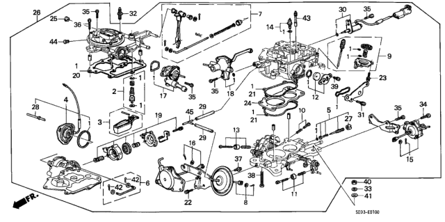 1986 Honda Accord Carburetor Assembly Diagram for 16100-PH4-661