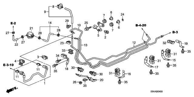 2008 Honda Pilot Stay D, Fuel Pipe Diagram for 17764-S9V-A00