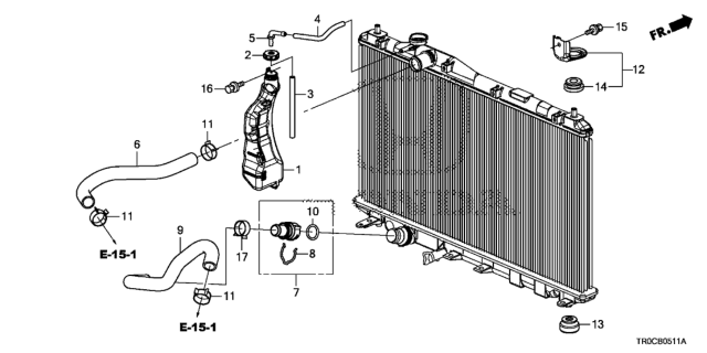 2014 Honda Civic Hose, Water (Lower) Diagram for 19506-RX0-A01