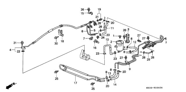 1994 Honda Civic 3 Door SI (ABS) KA 5MT P.S. Hoses - Pipes Diagram