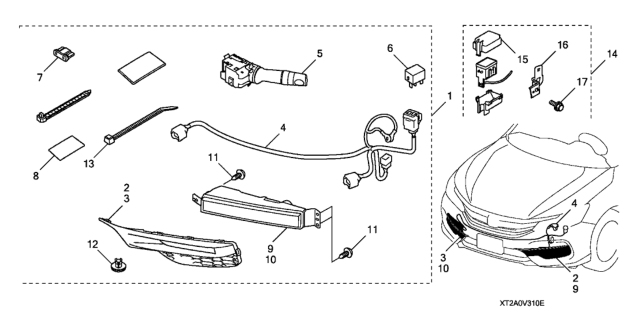 2017 Honda Accord Garnish, L. FR. Foglight Diagram for 71112-T2F-A61