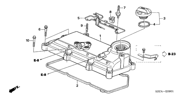 2005 Honda Insight Cylinder Head Cover Diagram