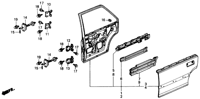 1991 Honda Civic Rear Door Panels Diagram