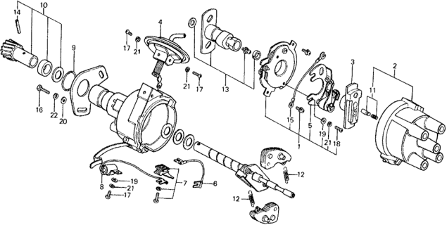 1976 Honda Civic Cam Set Assy. Diagram for 30117-663-671