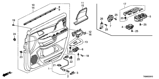 2017 Honda Odyssey Lng, L. FR. *NH686L* Diagram for 83551-TK8-A03ZA