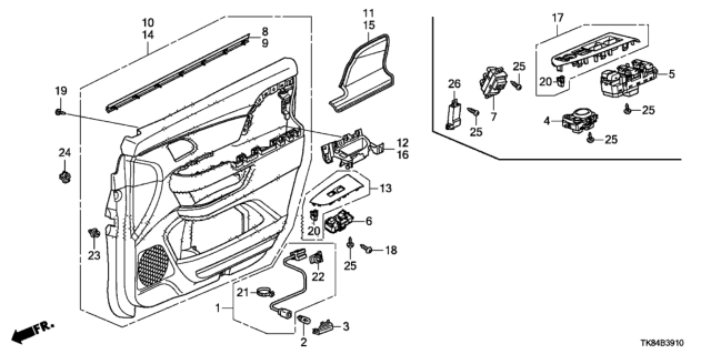 2015 Honda Odyssey Front Door Lining Diagram