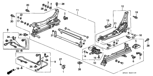 1997 Honda Accord Front Seat Components (Driver Side) (Power Height) Diagram