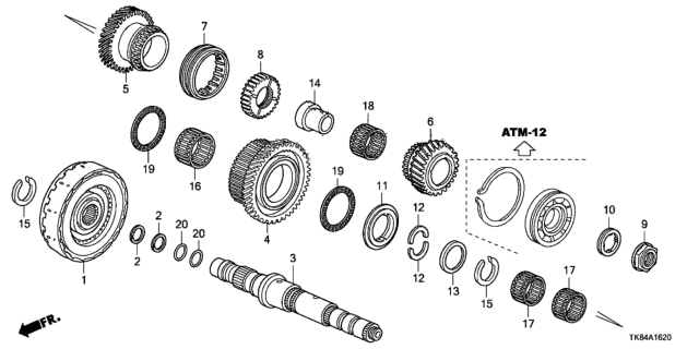 2016 Honda Odyssey AT Third Shaft - Clutch (4th) Diagram