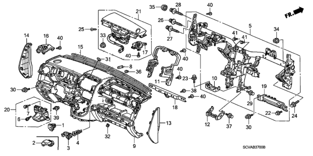 2008 Honda Element Bracket, Instrument (Upper) Diagram for 77170-SCV-A05