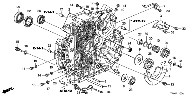 2011 Honda Accord AT Torque Converter Case (V6) Diagram