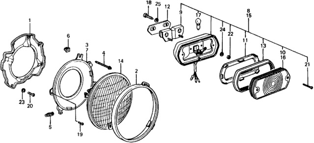 1976 Honda Civic 5 Door ** KL HMT Headlight - Front Combination Light Diagram