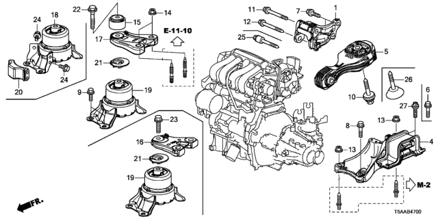 2019 Honda Fit Rubber Assembly, Transmission Mounting (Mt) Diagram for 50850-T5R-921