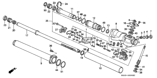 1990 Honda Civic Seal Kit B, Power Steering Diagram for 065B3-SH3-405