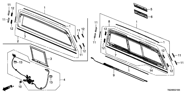 2017 Honda Ridgeline Wire Harness Set, Sliding Glass Defroster Diagram for 73261-T6Z-A11