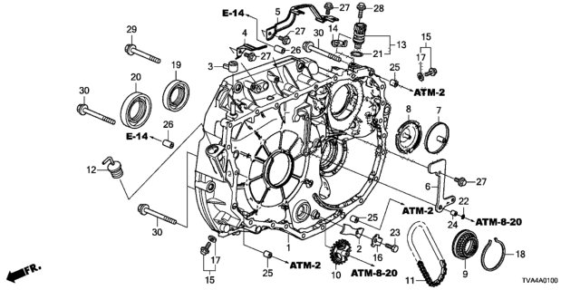 2018 Honda Accord AT Torque Converter Case Diagram