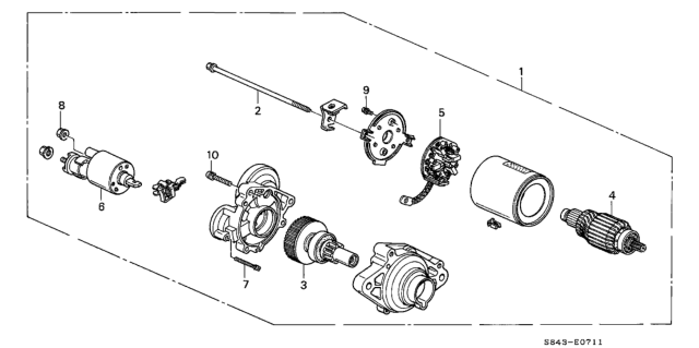 2002 Honda Accord 4 Door LX KA 4AT Starter Motor (Mitsuba) Diagram