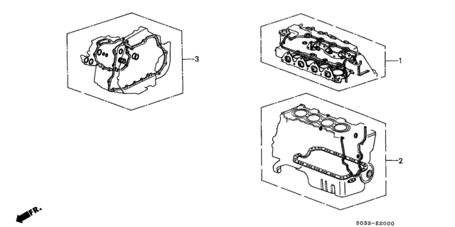 1998 Honda Civic 3 Door CX KA 4AT Gasket Kit Diagram