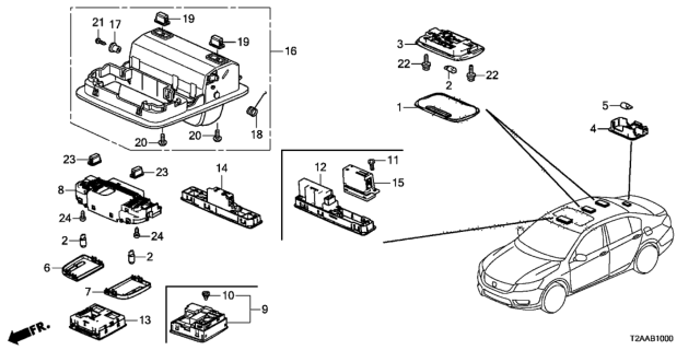 2017 Honda Accord 4 Door EXLV6 (NV SENSING) KL 6AT Interior Light Diagram