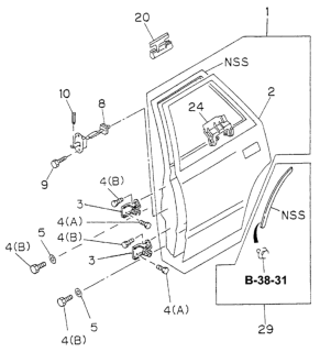 1995 Honda Passport Washer, Plain Hinge Diagram for 8-97142-089-0