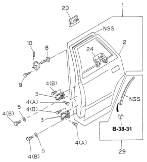 1995 Honda Passport Reinforcement, L. RR. Door Diagram for 8-94331-252-1