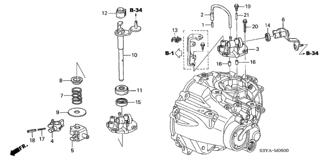 2004 Honda Insight MT Shift Arm Diagram