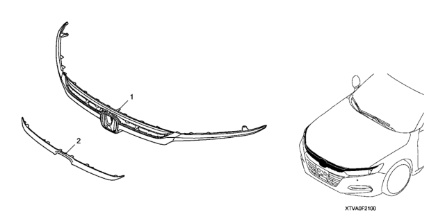2020 Honda Accord 4 Door EX KA CVT Front Grille - Front Grille Molding Diagram