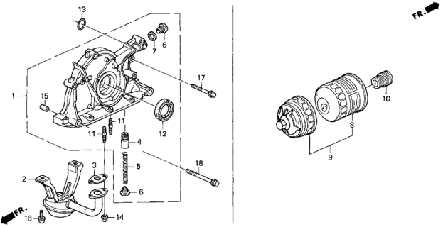 1995 Honda Del Sol Oil Pump - Oil Strainer (V-TEC) Diagram