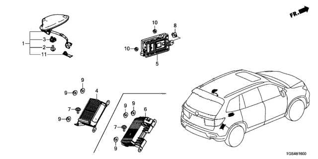 2020 Honda Passport 5 Door EXL (2WD) KA 9AT Antenna Diagram