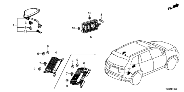 2019 Honda Passport Antenna Assembly, (Crystal Black Pearl) Diagram for 39150-TGS-A31ZE