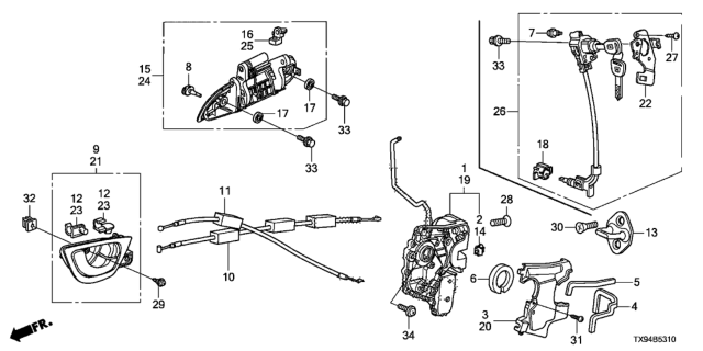 2014 Honda Fit EV Handle Assy., R. Door (Outer) *B579P* (REFLECTION BLUE PEARL) Diagram for 72140-TK6-A51ZL