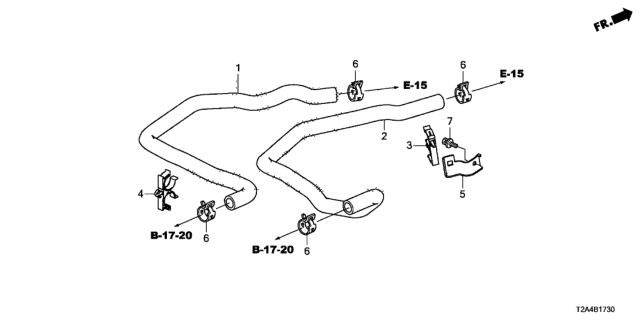 2016 Honda Accord Stay,Htr Hose Diagram for 79751-T2F-A00