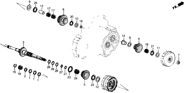 1990 Honda Prelude 2 Door 2.0S KA 4AT AT Mainshaft Diagram