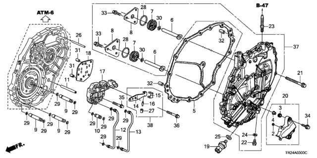 2015 Honda Civic AT Left Side Cover Diagram