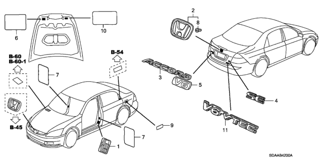 2007 Honda Accord Emblems - Caution Labels Diagram