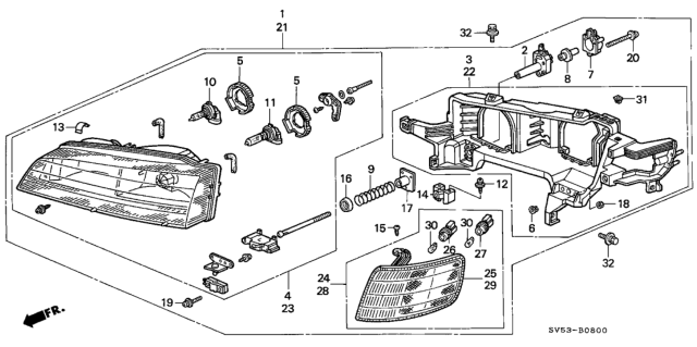 1996 Honda Accord Headlight Diagram