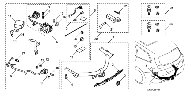 2017 Honda Pilot Socket Assy., Trailer Diagram for 08L91-TG7-10031