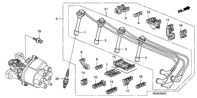 1996 Honda Del Sol Wire, Ignition (Sumitomo) Diagram for 32722-P2T-405