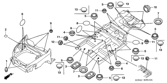 2003 Honda Accord Grommet (Front) Diagram