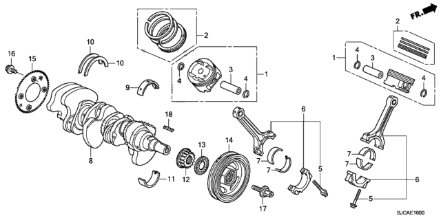 2014 Honda Ridgeline Piston - Crankshaft Diagram