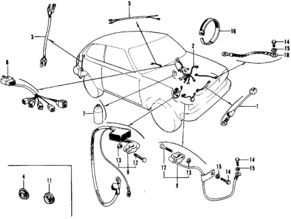 1976 Honda Civic Cable Assembly, Ground Diagram for 32600-634-670
