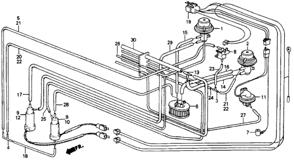 1987 Honda CRX 2 Door DX KA 5MT Tubing Diagram