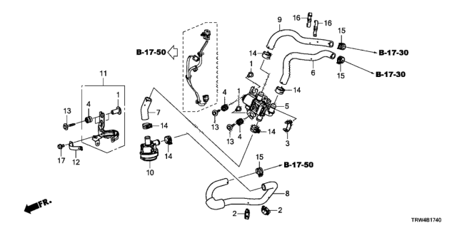 2019 Honda Clarity Plug-In Hybrid Hose C, Water Outlet Diagram for 79728-TRW-A00