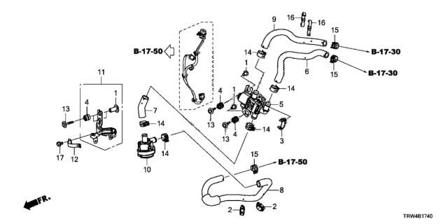 2019 Honda Clarity Plug-In Hybrid Hose D, Water Inlet Diagram for 79724-TRW-A01