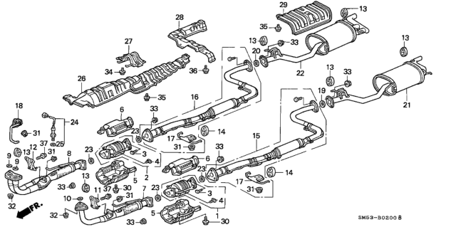 1992 Honda Accord Exhaust System Diagram