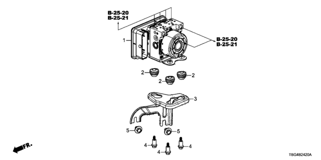 2019 Honda Civic Modulator Assembly-, Vsa Diagram for 57100-TBG-D04