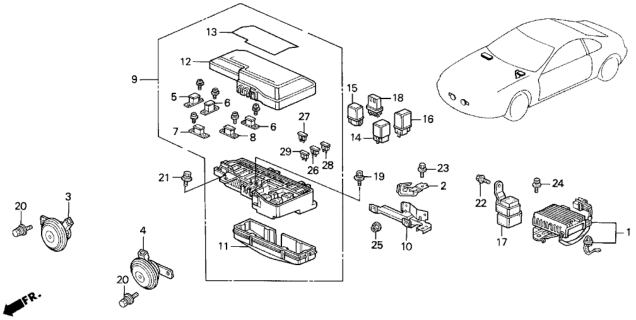 1996 Honda Prelude Control Unit (Engine Compartment) Diagram