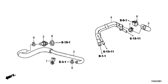 2013 Honda Civic 4 Door SI KA 6MT PCV Tube (2.4L) Diagram