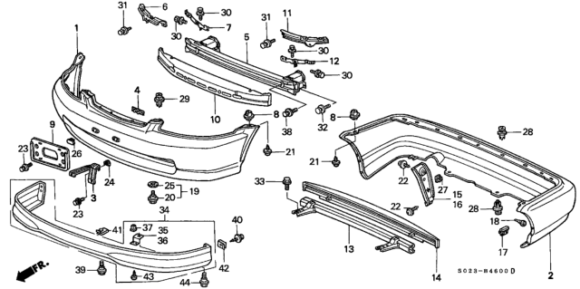 2000 Honda Civic Stiffener, R. FR. Bumper Side Diagram for 71141-S01-A01